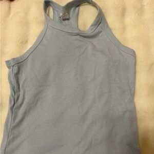 Girls Light Blue Ribbed Racerback Tank Top